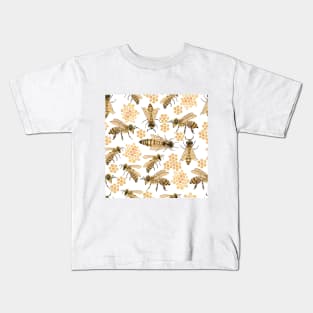 Watercolor Honeybee Pattern Kids T-Shirt